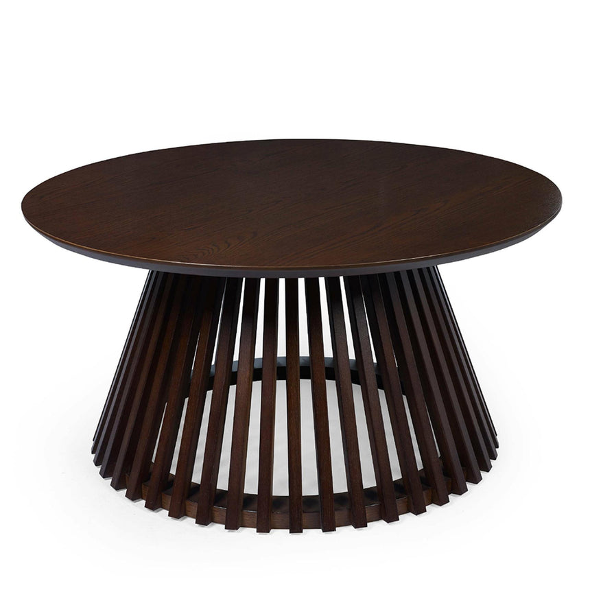 Ollie Dark Oak Round Coffee Table with Slatted Base-2