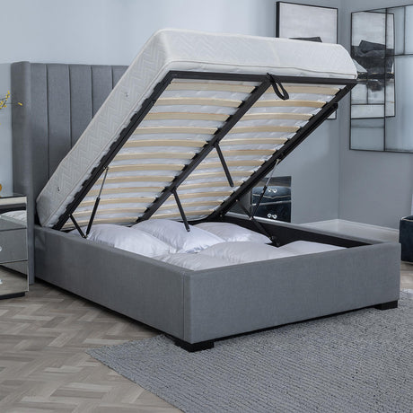 Annabelle Dark Grey Fabric 5ft King Size Ottoman Storage Bed-2