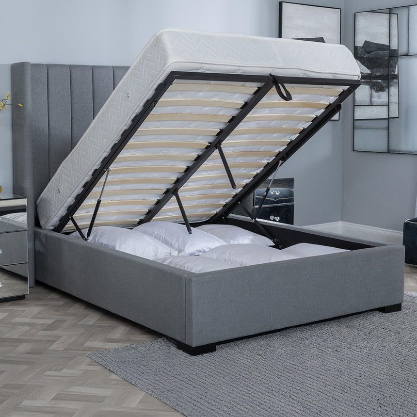 Annabelle Dark Grey Fabric 5ft King Size Ottoman Storage Bed-2