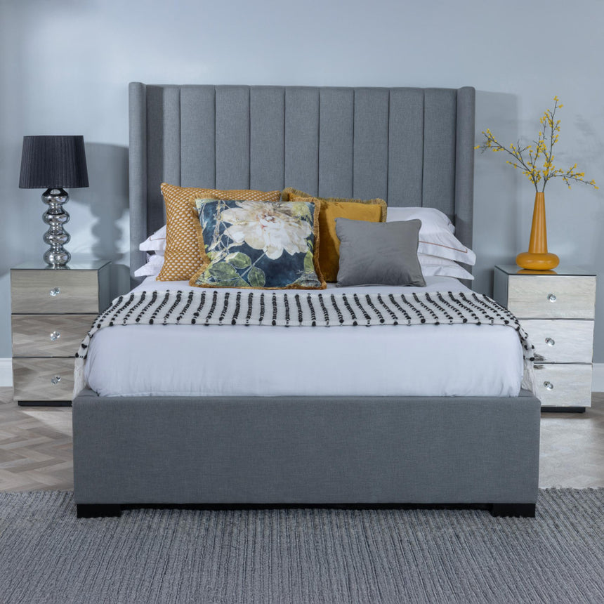 Annabelle Dark Grey Fabric 5ft King Size Ottoman Storage Bed-4