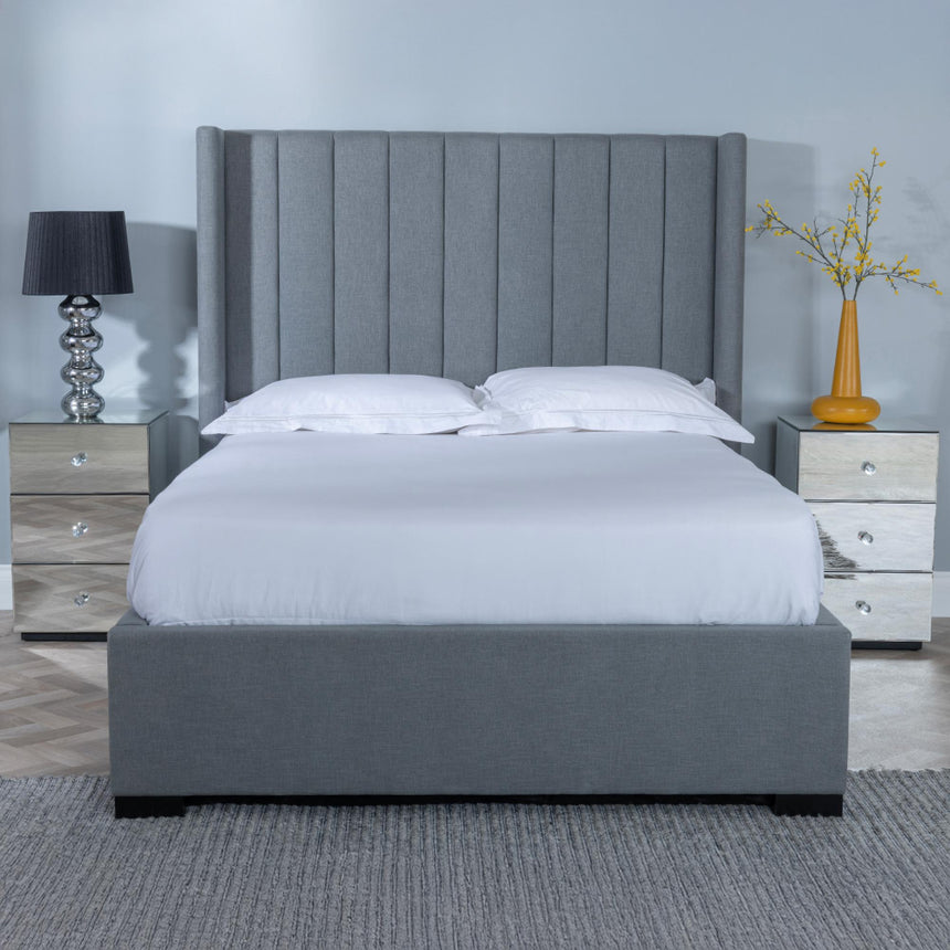 Annabelle Dark Grey Fabric 5ft King Size Ottoman Storage Bed-5
