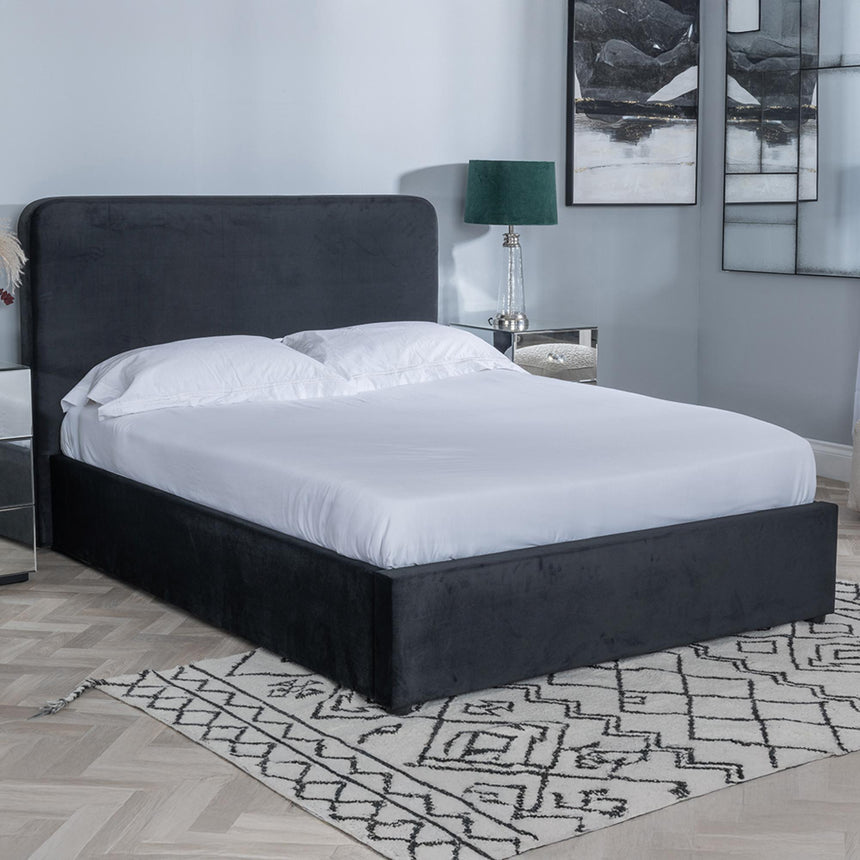 Ashby Black Fabric Ottoman Storage Bed-3