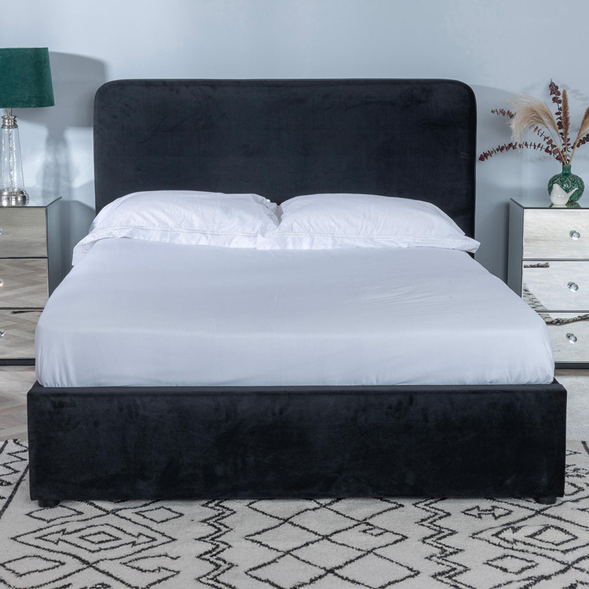 Ashby Black Fabric Ottoman Storage Bed-4