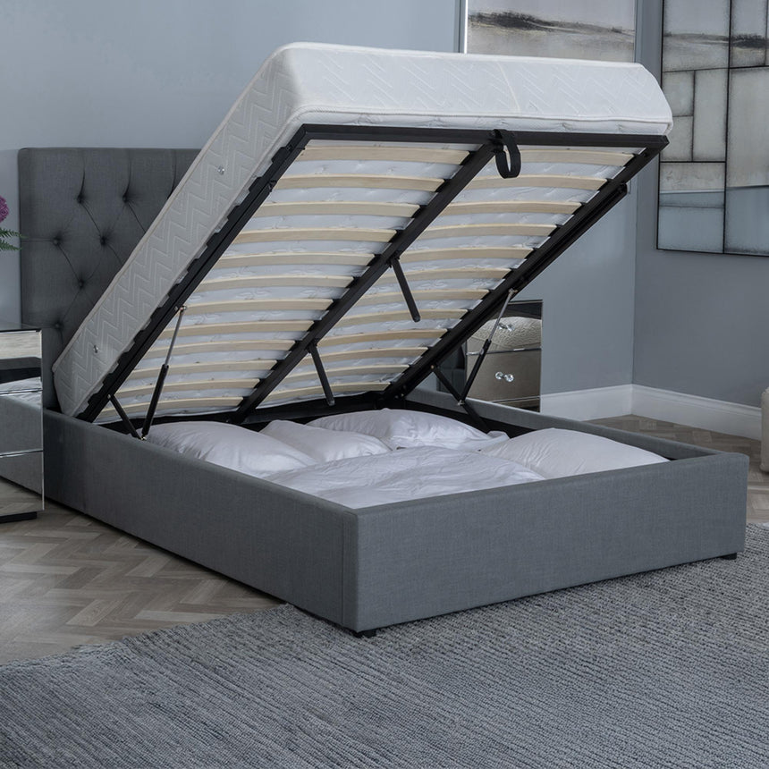 Sandra Grey Fabric Ottoman Storage Bed-3