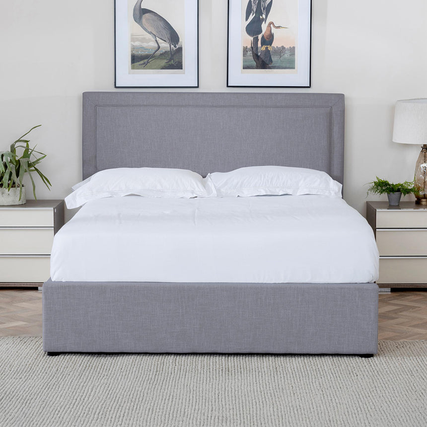 Sutton Light Grey Fabric Ottoman Storage Bed-4