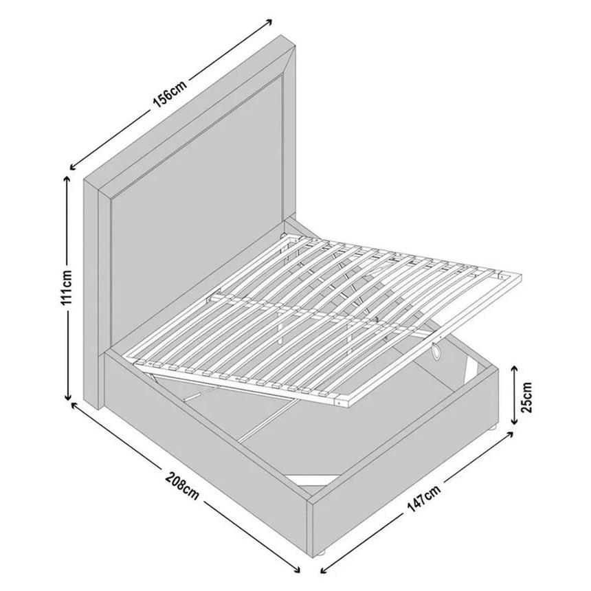 Sutton Light Grey Fabric Ottoman Storage Bed-10