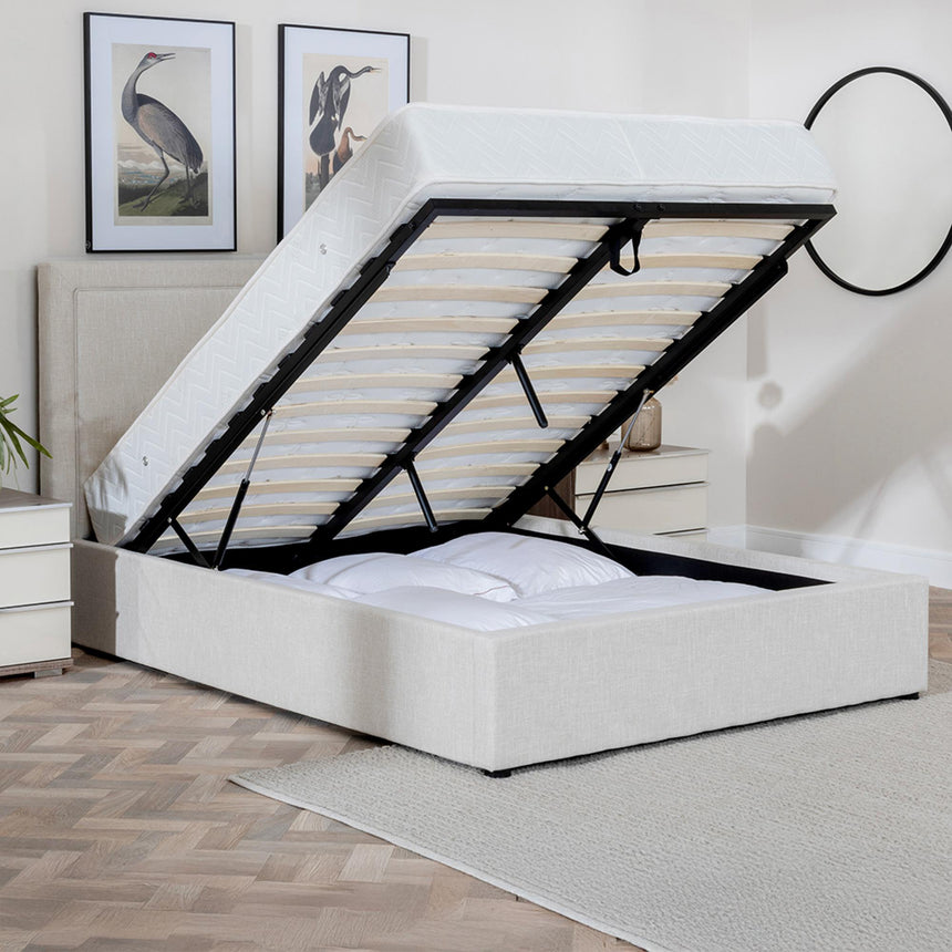 Sutton Natural Fabric Ottoman Storage Bed-3