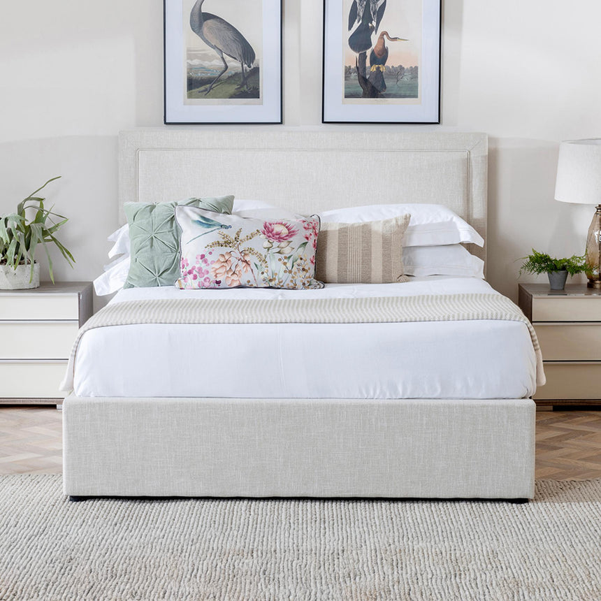 Sutton Natural Fabric Ottoman Storage Bed-4