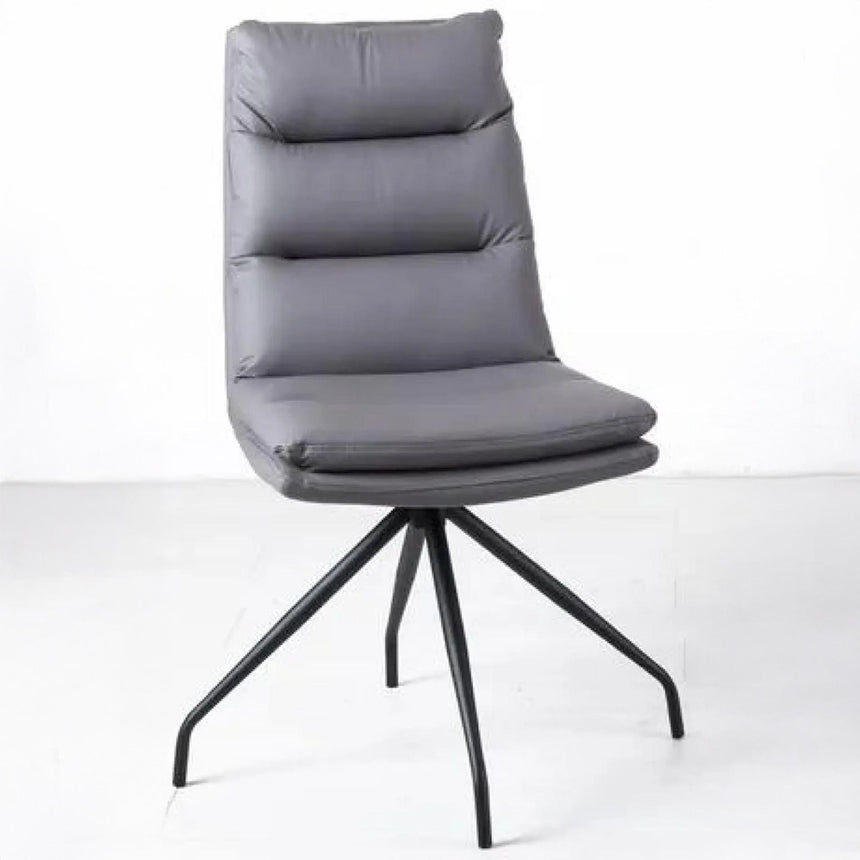 Diego Grey Leather Swivel Dining Chair with Black Legs-3
