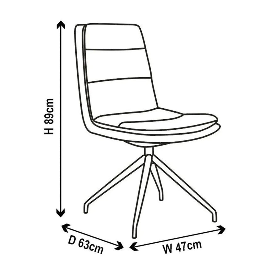 Diego Grey Leather Swivel Dining Chair with Black Legs-5