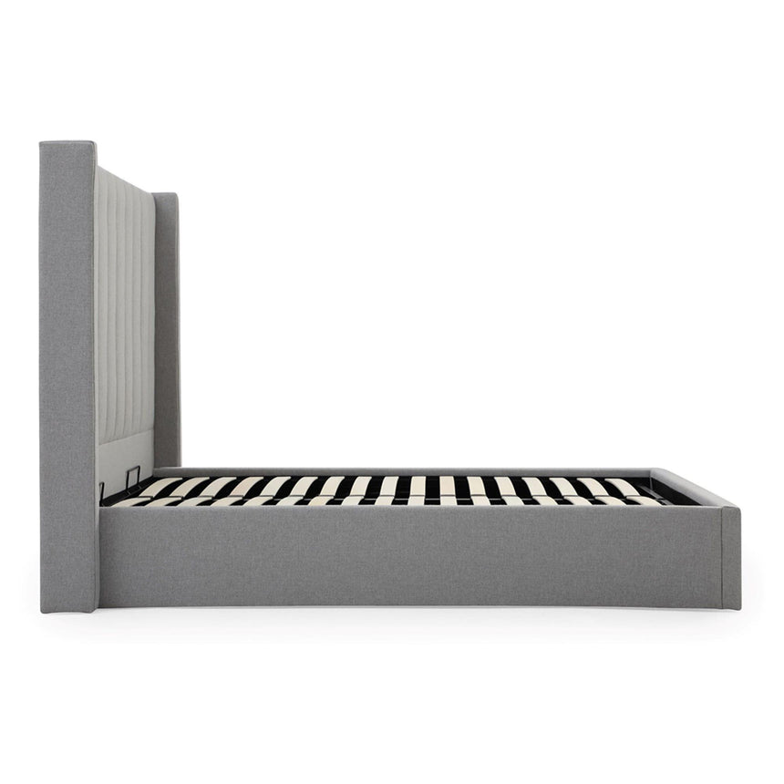 Emerson Athena Grey Velvet Fabric Multi-Lift Ottoman Storage Bed-5