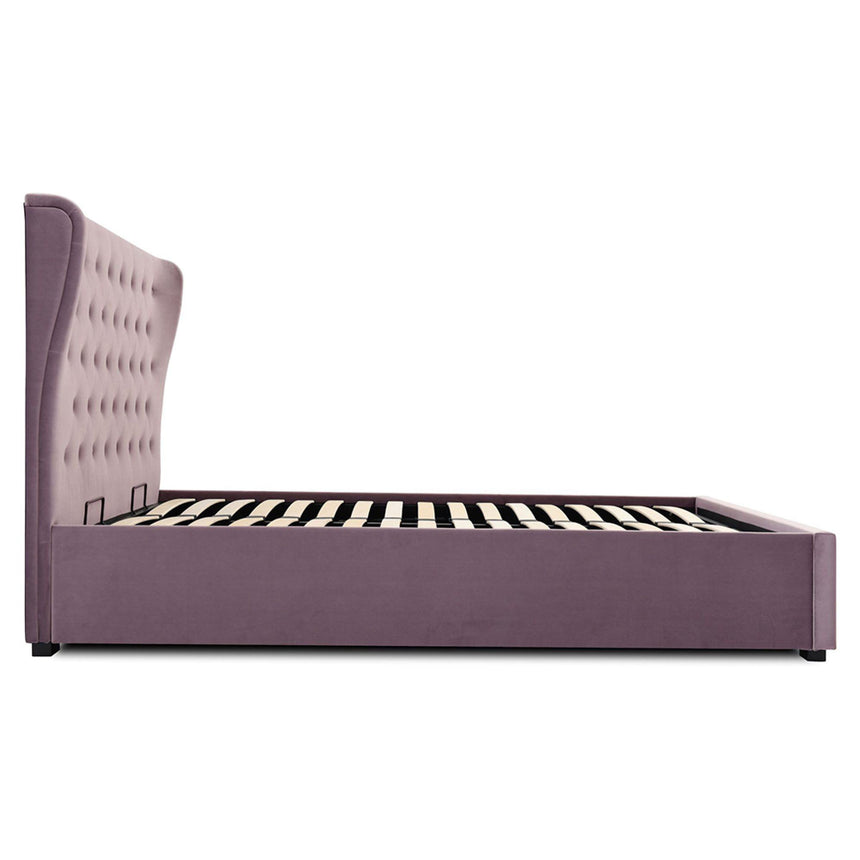 Kensington Athena Heather Velvet Fabric Ottoman Storage Bed-4