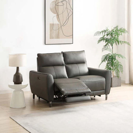 Brooke Grey Leather 2 Seater Electric Recliner Sofa-2