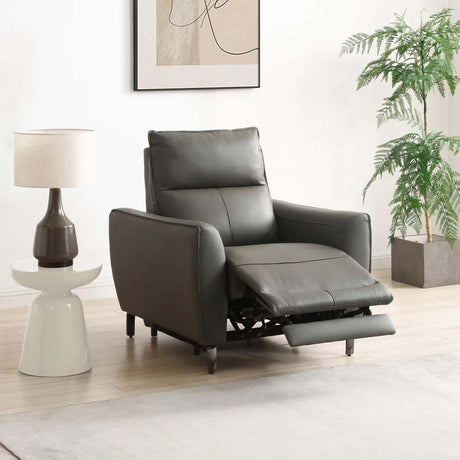 Brooke Grey Leather Electric Recliner Armchair-2