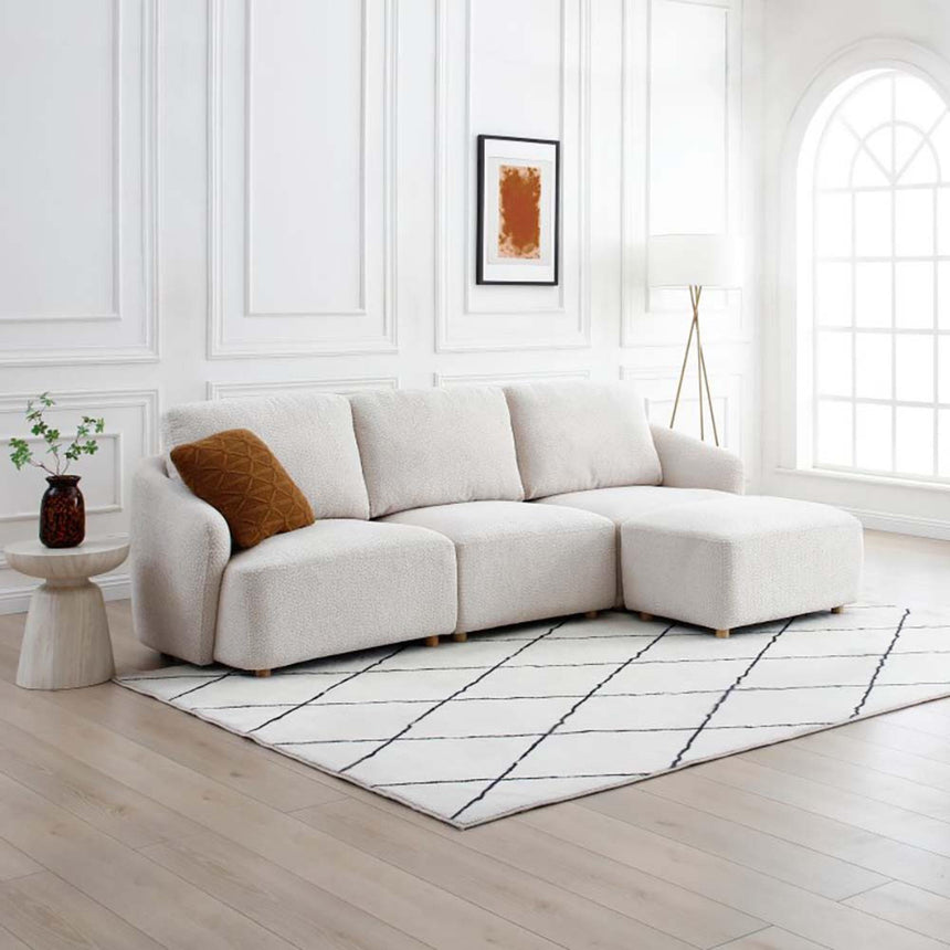 Como Natural Boucle Fabric Armless Chair-3