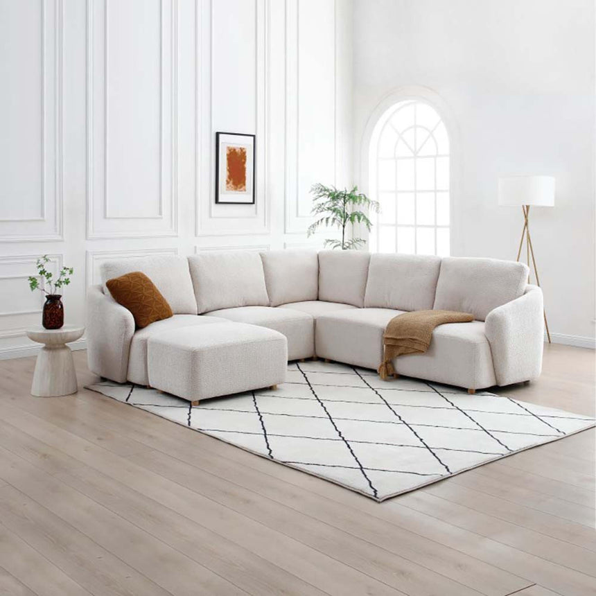 Como Natural Boucle Fabric Armless Chair-4