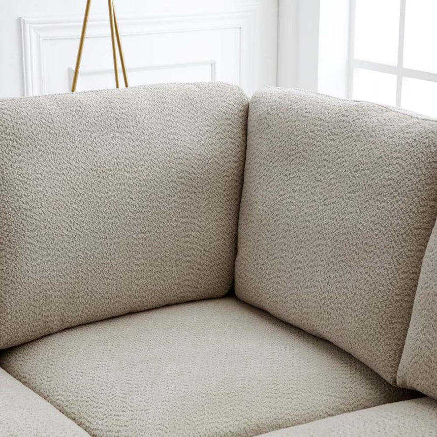 Como Taupe Boucle Fabric Corner Armless Chair-3