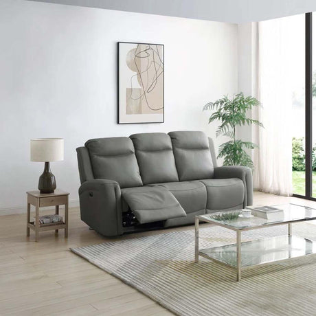 Henley Grey Leather 3 Seater Electric Recliner Sofa-2