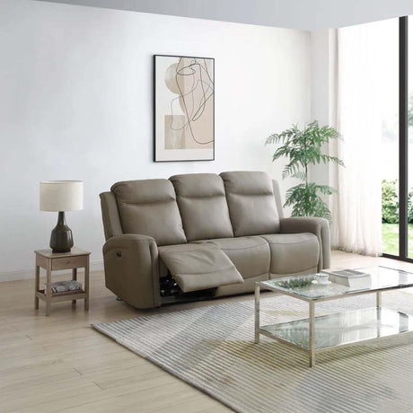 Henley Taupe Leather 3 Seater Electric Recliner Sofa-2