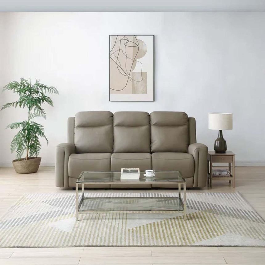 Henley Taupe Leather 3 Seater Electric Recliner Sofa-3
