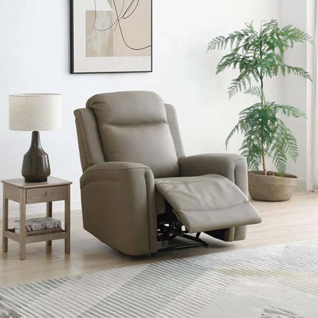 Henley Taupe Leather Electric Recliner Armchair-2
