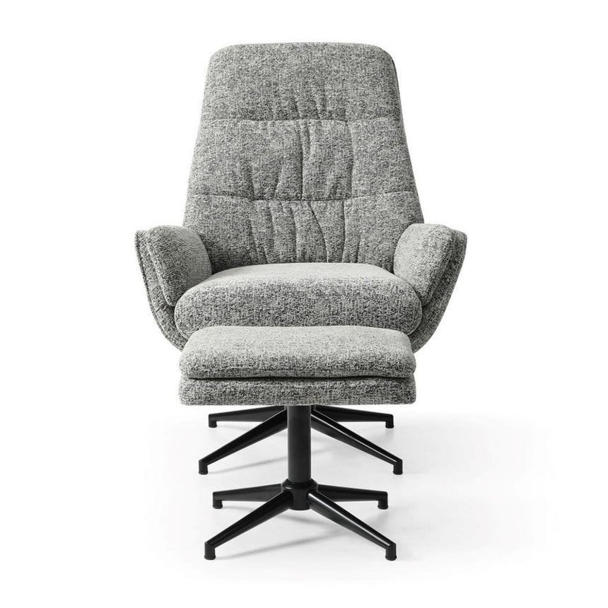 Hugo Grey Fabric Swivel Chair with Footstool-2