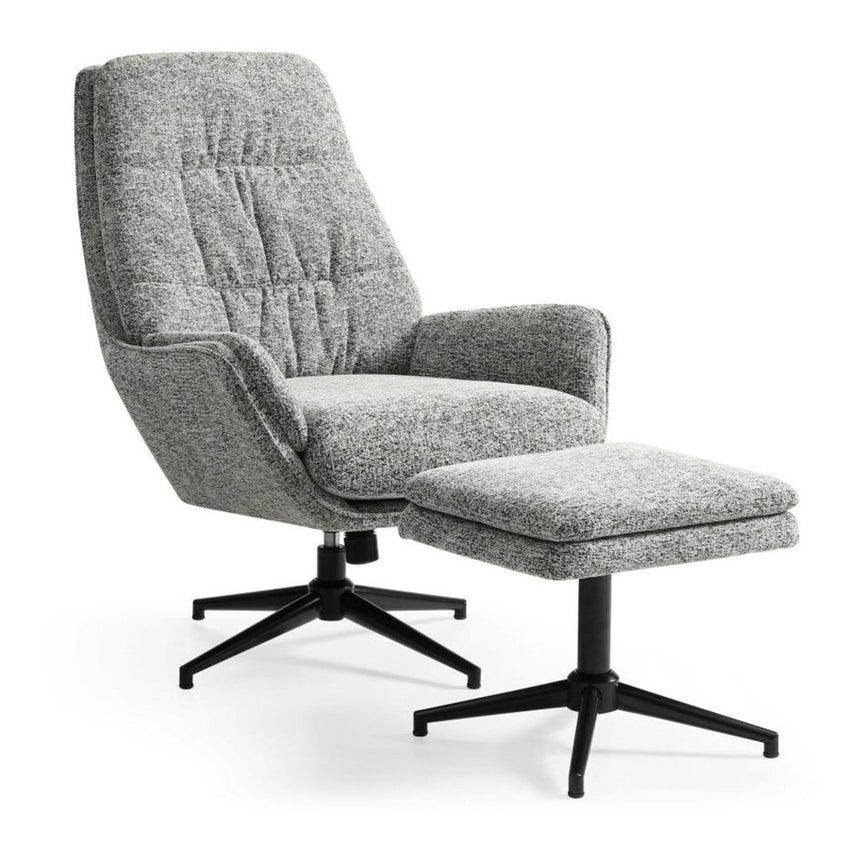Hugo Grey Fabric Swivel Chair with Footstool-3