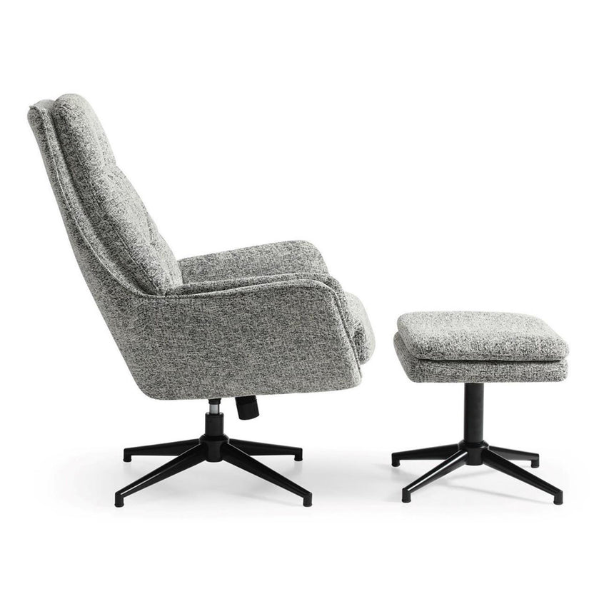 Hugo Grey Fabric Swivel Chair with Footstool-4
