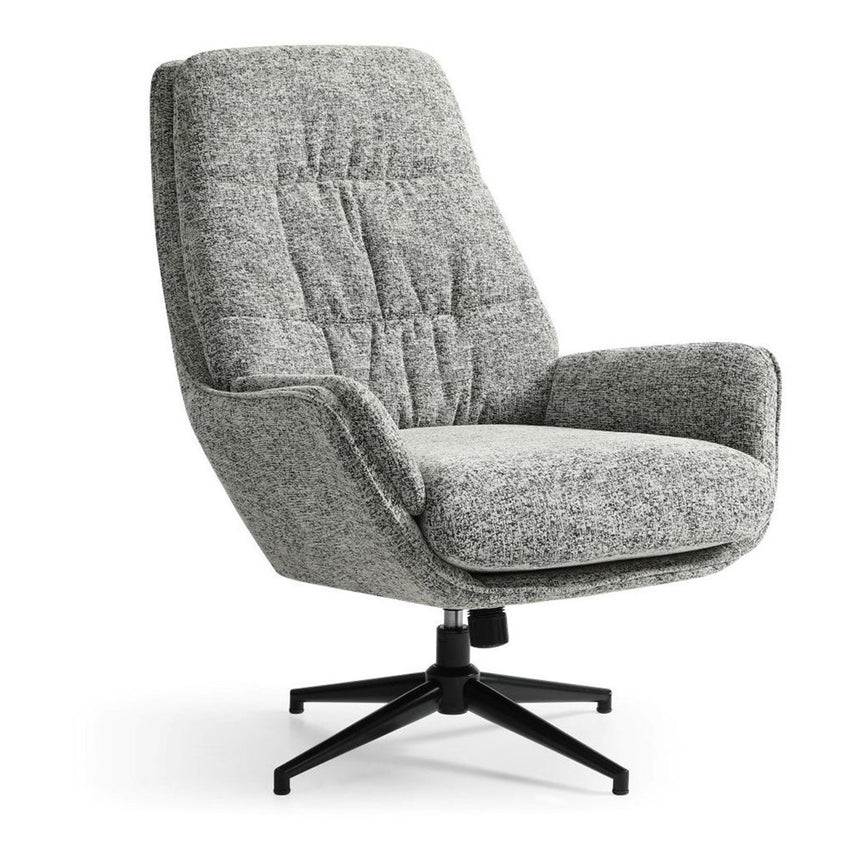 Hugo Grey Fabric Swivel Chair with Footstool-5