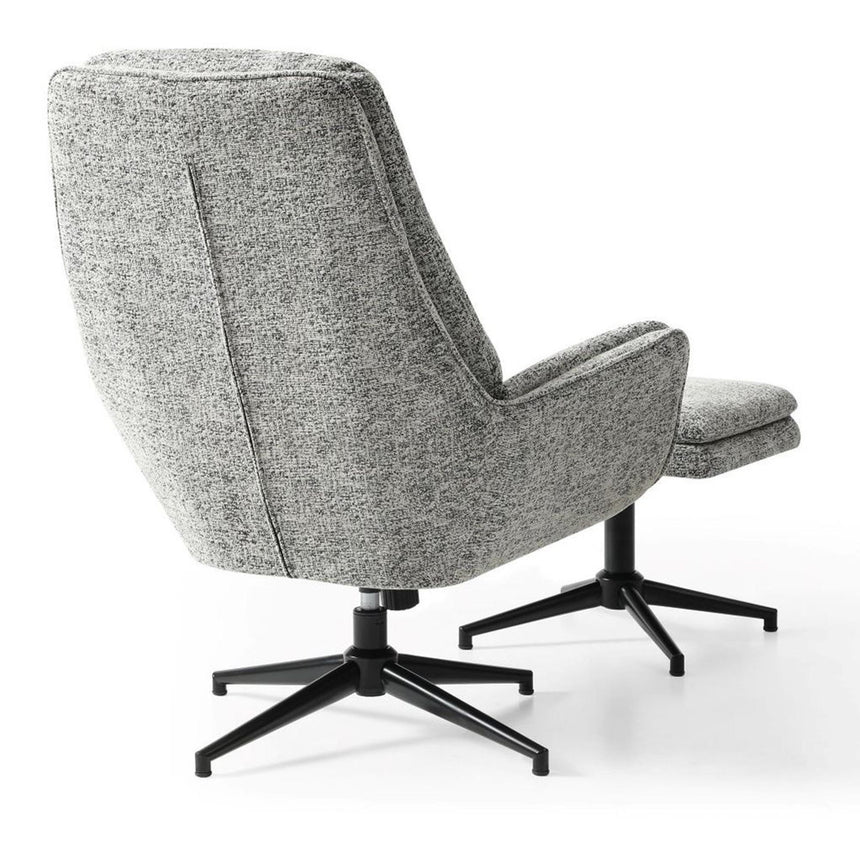 Hugo Grey Fabric Swivel Chair with Footstool-6