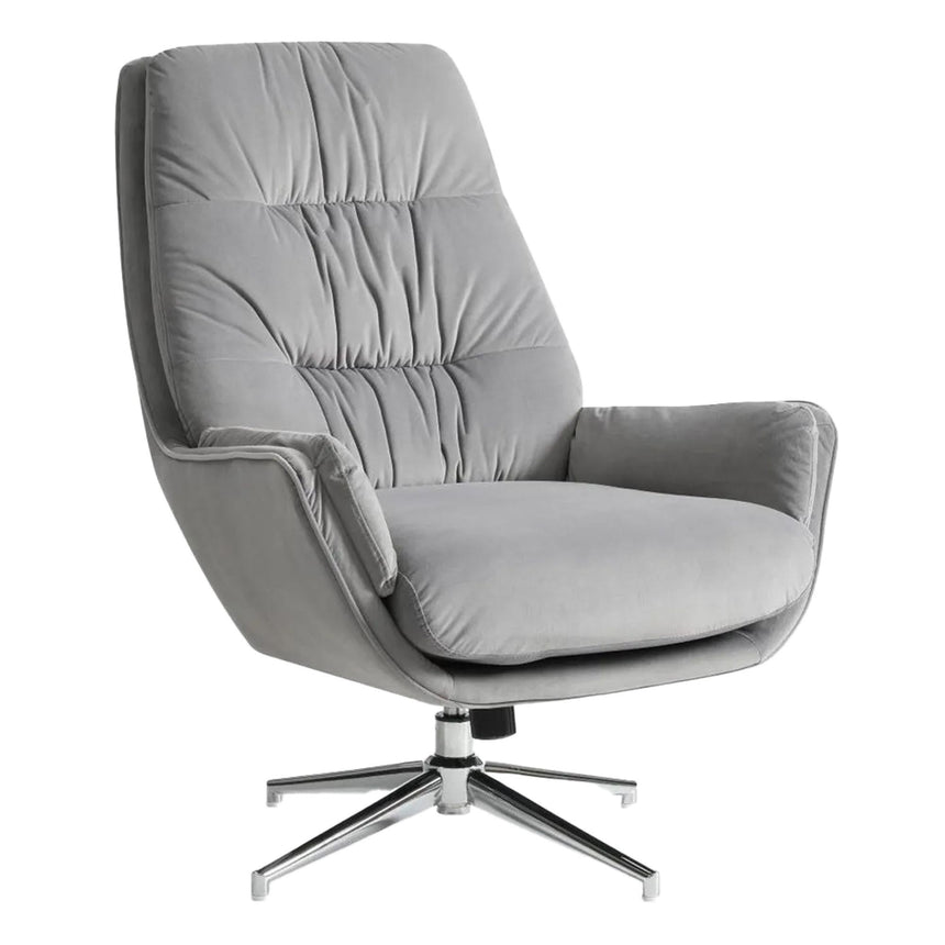Hugo Grey Velvet Fabric Swivel Chair with Footstool-4