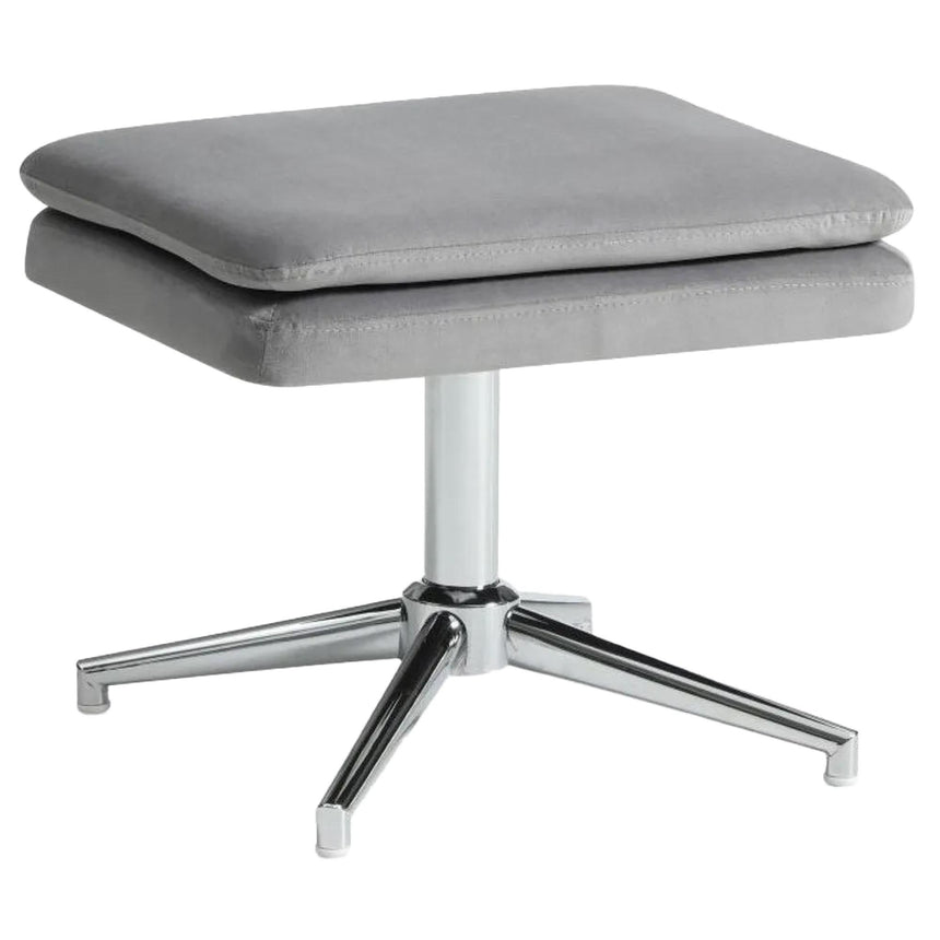 Hugo Grey Velvet Fabric Swivel Chair with Footstool-5