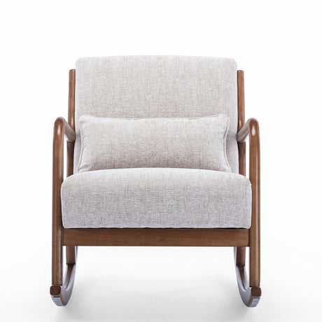 Inca Natural Cream Fabric Rocking Armchair-2