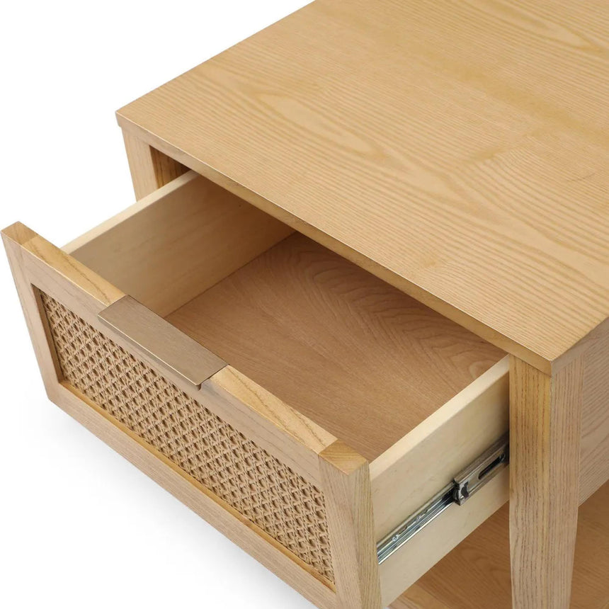 Max Wood and Rattan 1 Drawer Bedside Table-6