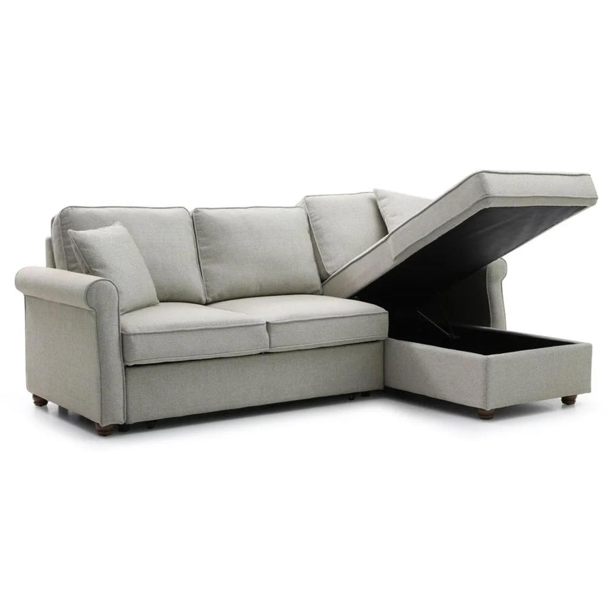 Arthur Natural Grey Fabric Corner Pull Out Sofa Bed with Storage -4