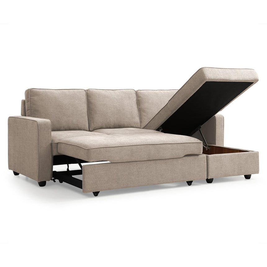 Myles Typhon Natural Weave Fabric Corner Sofa Bed-3