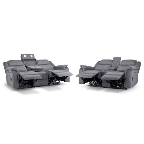 Galaxy Tech Grey Fabric 3+2 Seater Sofa Set-2