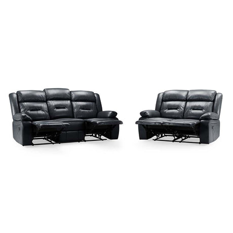 Novie Black Faux Leather 3+2 Seater Sofa Set-2