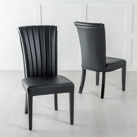 Cadiz Black Leather Large High Back Dining Chair with Black Legs-2