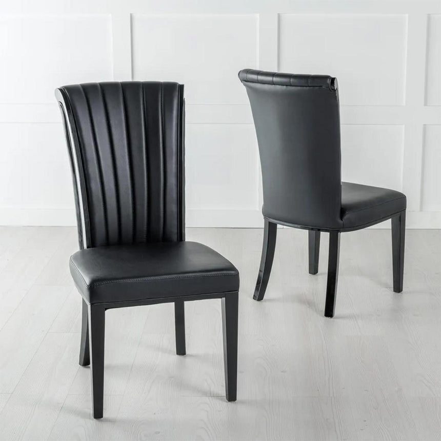 Cadiz Black Leather Large High Back Dining Chair with Black Legs-4