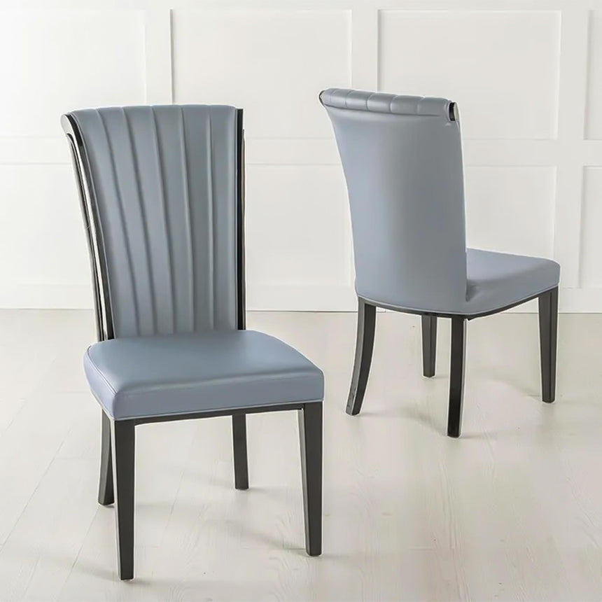 Cadiz Grey Leather Large High Back Dining Chair with Black Legs-2