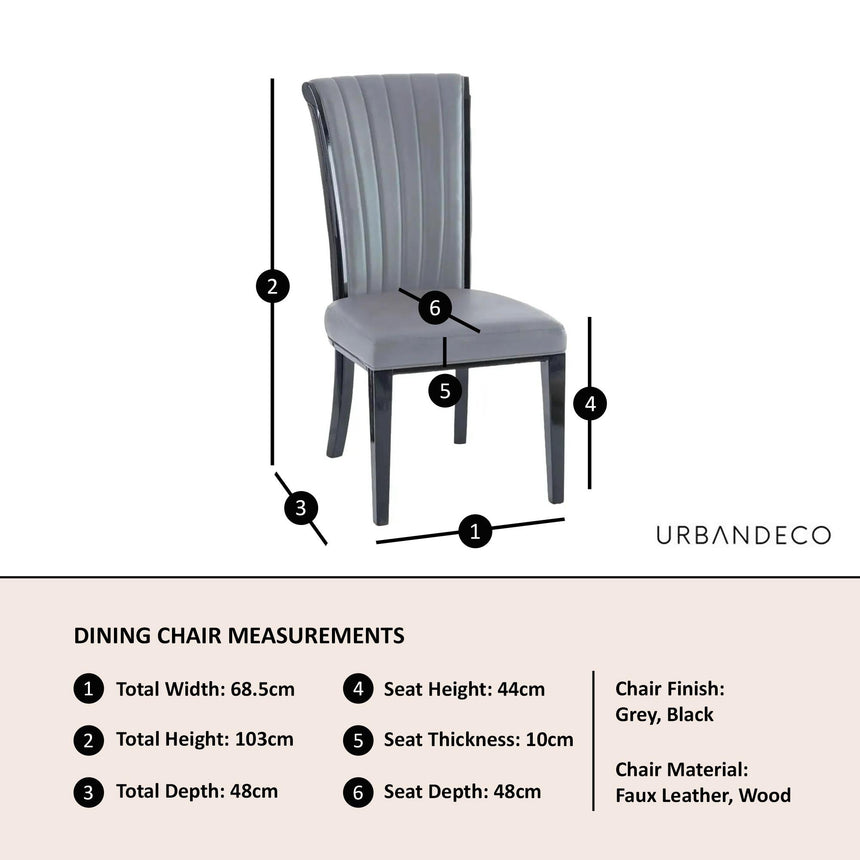 Cadiz Grey Leather Large High Back Dining Chair with Black Legs-5
