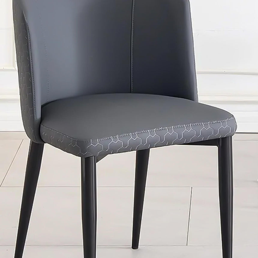 Deco Dark Grey Leather Dining Chair with Black Legs-3