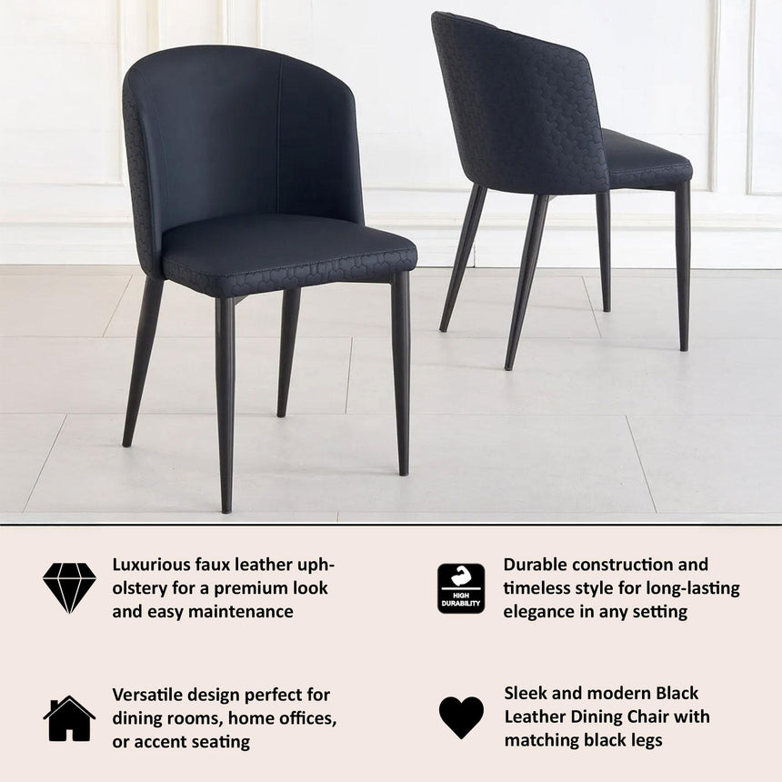 Deco Black Leather Dining Chair with Black Legs-6