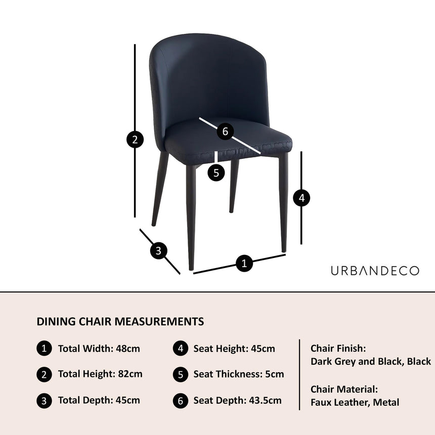 Deco Black Leather Dining Chair with Black Legs-7