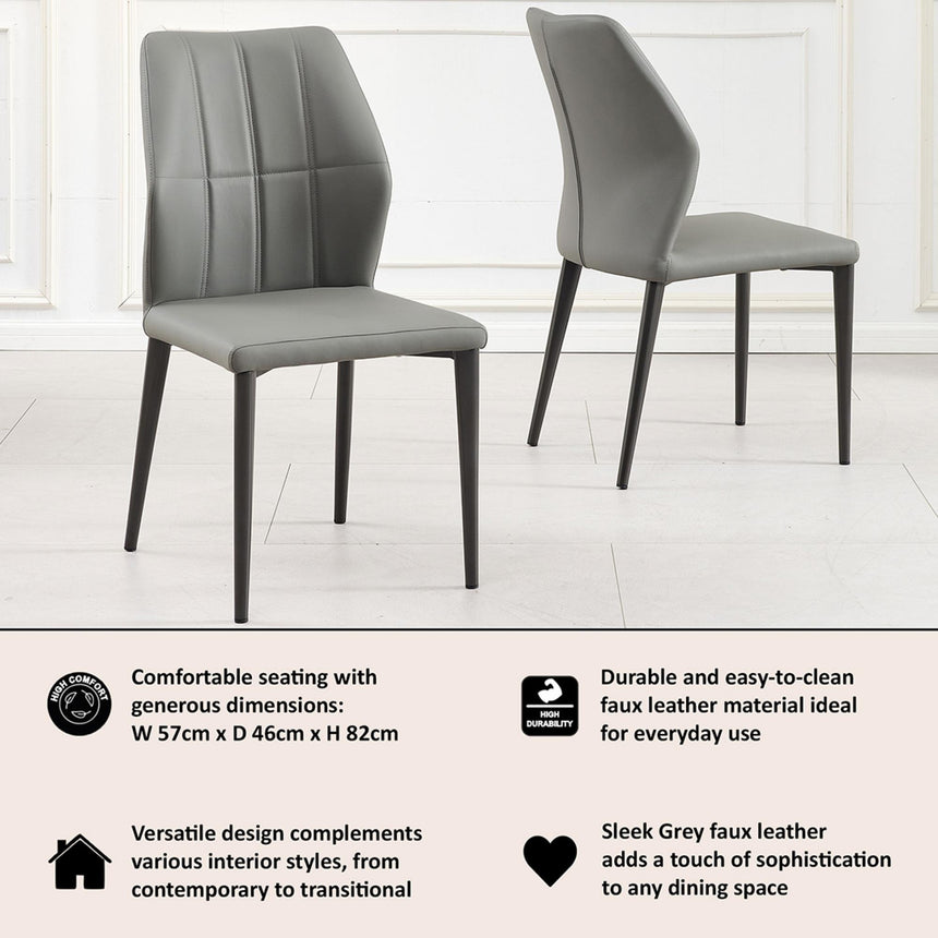 Harrow Grey Leather Dining Chair-8