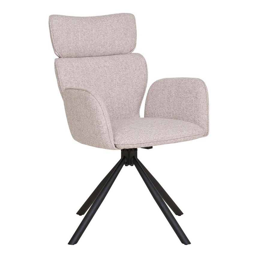 2 x Cordoba Sand Fabric Swivel Dining Chair-2