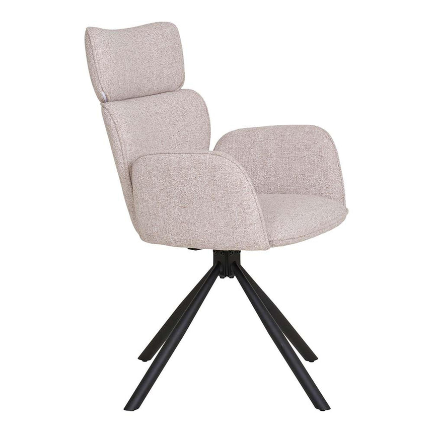 2 x Cordoba Sand Fabric Swivel Dining Chair-3
