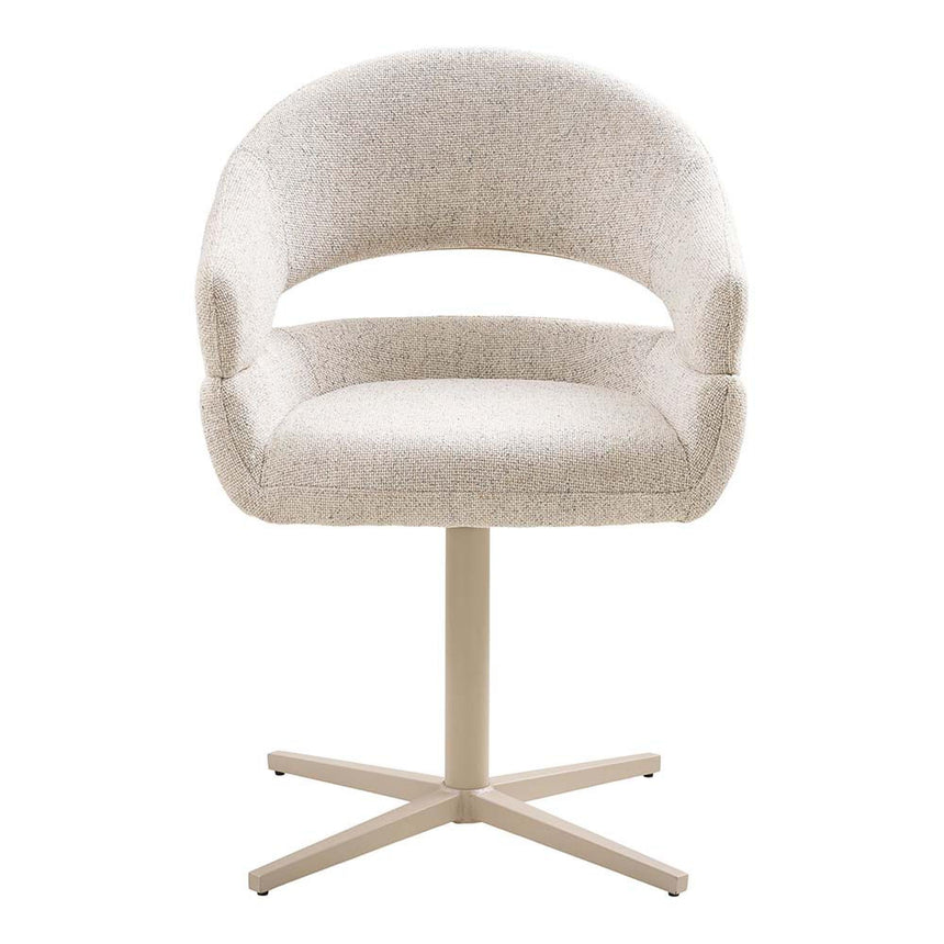 2 x Dover Beige Fabric Curved Swivel Dining Chair-2