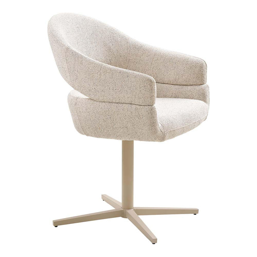 2 x Dover Beige Fabric Curved Swivel Dining Chair-4